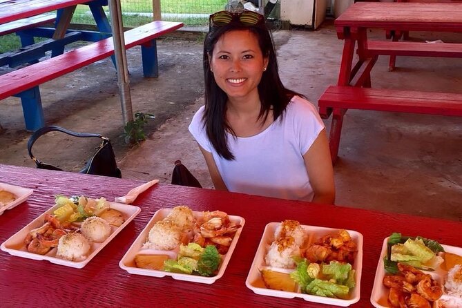 Oahu Guided Circle Island Tour, Swim w/ Turtles, Dole, Blowhole - North Shore lunch: Fumi’s shrimp ponds and Kahuku fruit