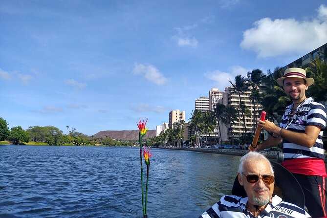 Valentine's Waikiki Gondola Cruise - Included Perks: Lei, Drinks, Pastry, Blankets, and Umbrellas
